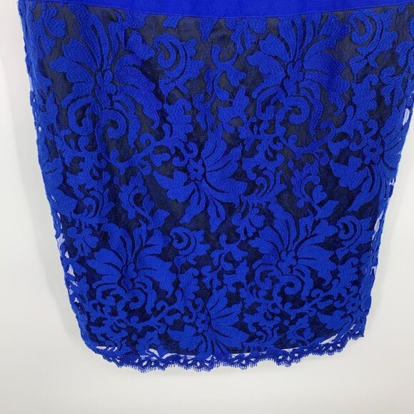 Tadashi Shoji Dress Blue Embroidered Lace V-Neck Sleeveless NWT - Picture 7 of 13